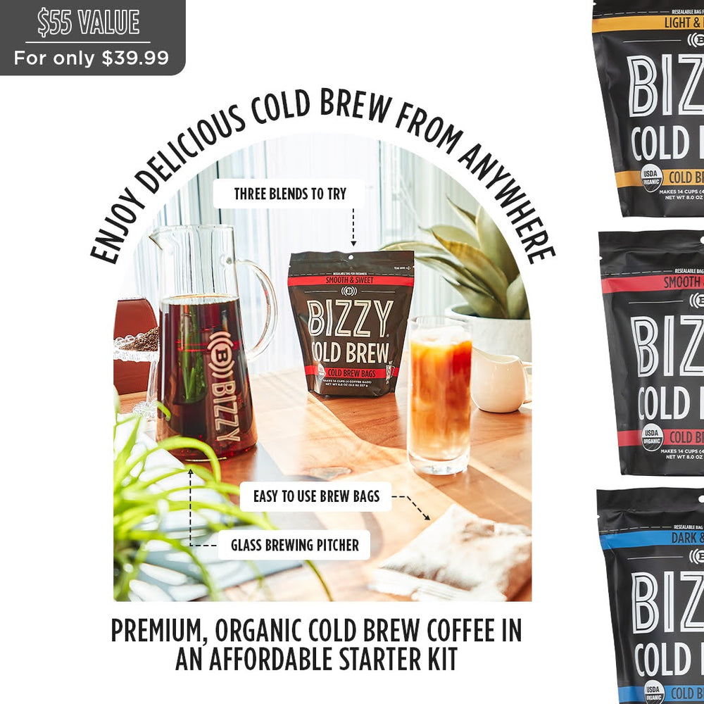 
                  
                    Bizzy-Organic-Cold-Brew-Coffee | Ultimate Gift Set
                  
                